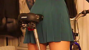 Teen (18+) Rides Bike And Grinds In Panties