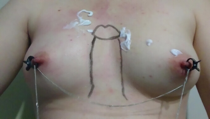 Stretch My Nipples With Bdsm Drawing And Close Up