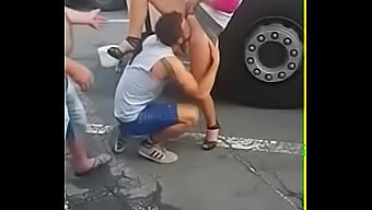 Public Sucking: A Guy Sucks A Woman'S Pussy In Public