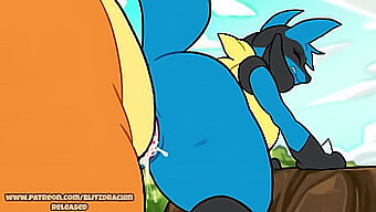 Lucario Berpayudara Besar Mendapatkan Creampie Dari Charizard